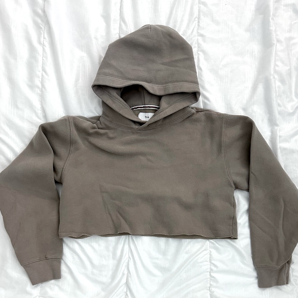 TNA Cropped Hoodie Sweater with Attached Hood